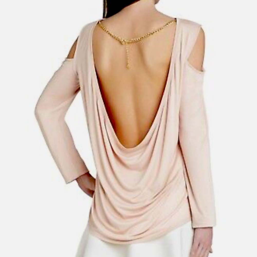 BCBG MAX AZRIA JINELLE OPEN BACK COLD SHOULDER TOP